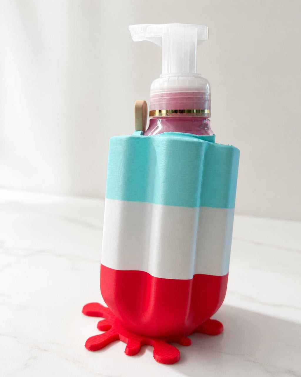 Popsicle Foaming Soap Holder, 3D Printed Summer Bath Decor, Fits Bath & Body Works Bottles