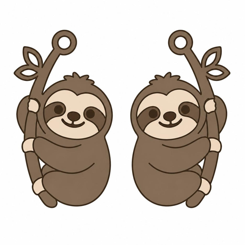 3D Printed Sloth Dangle Earrings | Lightweight Animal Jewelry, Nature Lover Gift