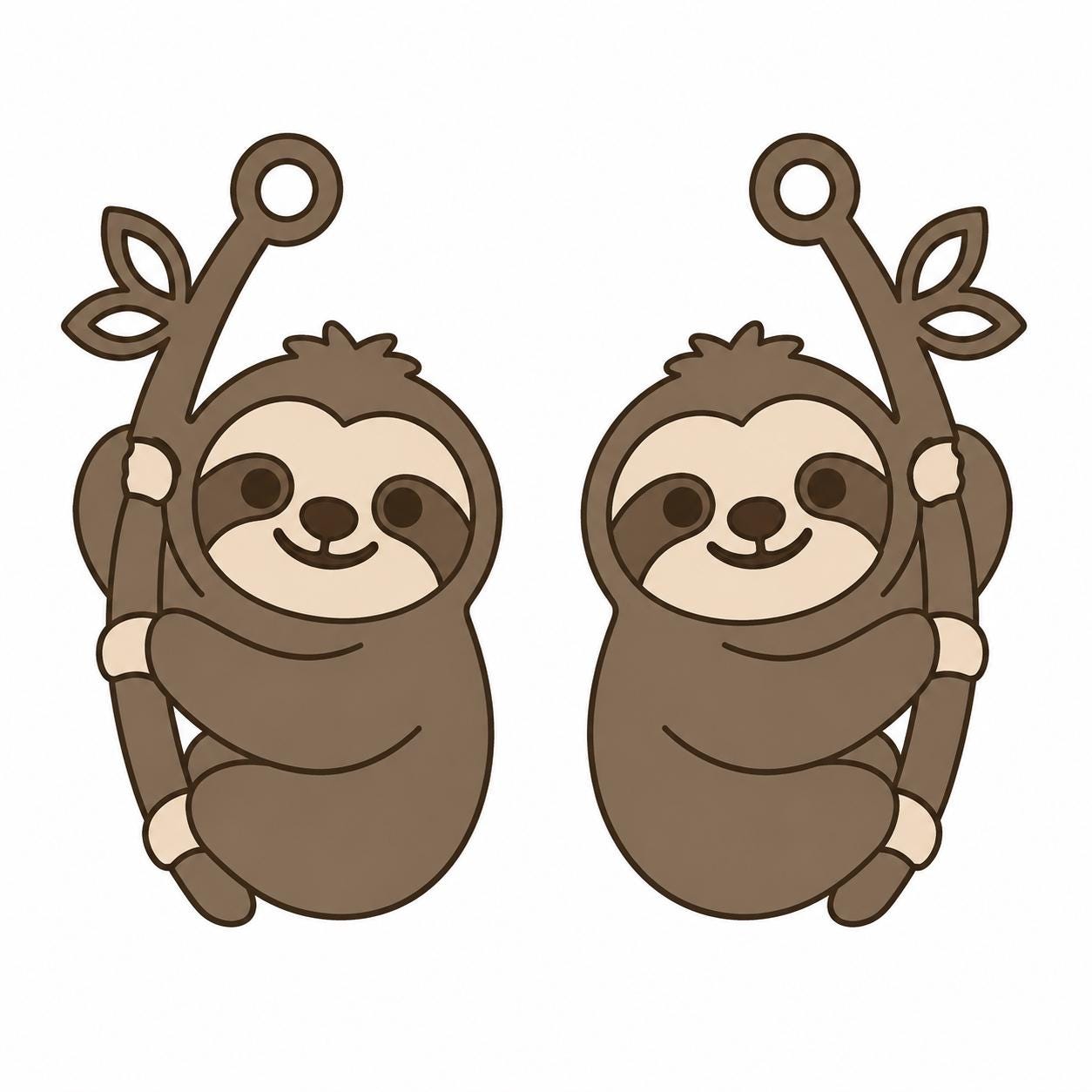 3D Printed Sloth Dangle Earrings | Lightweight Animal Jewelry, Nature Lover Gift