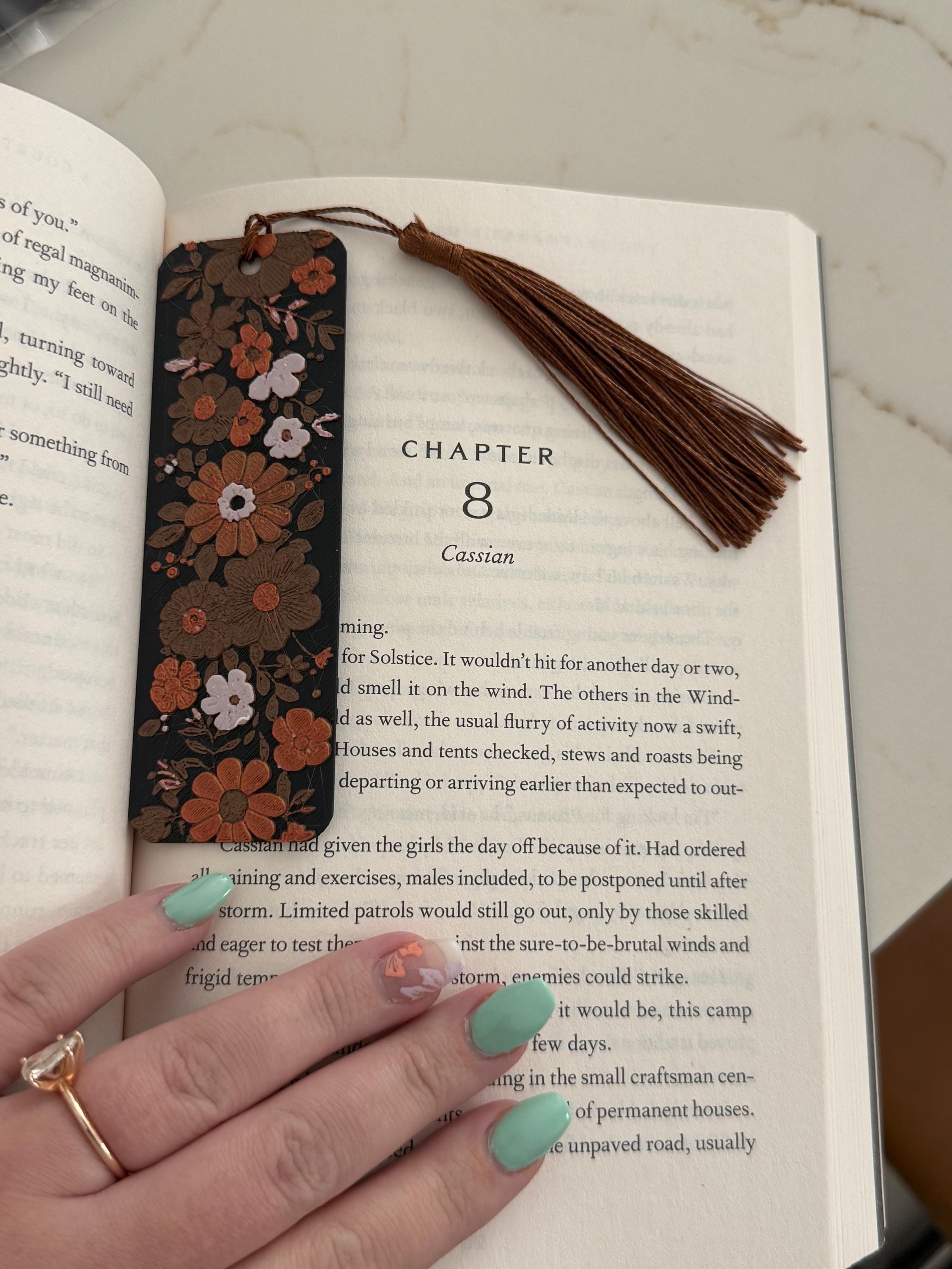 3D Printed Floral Bookmark with Tassel – Custom Reader Gift