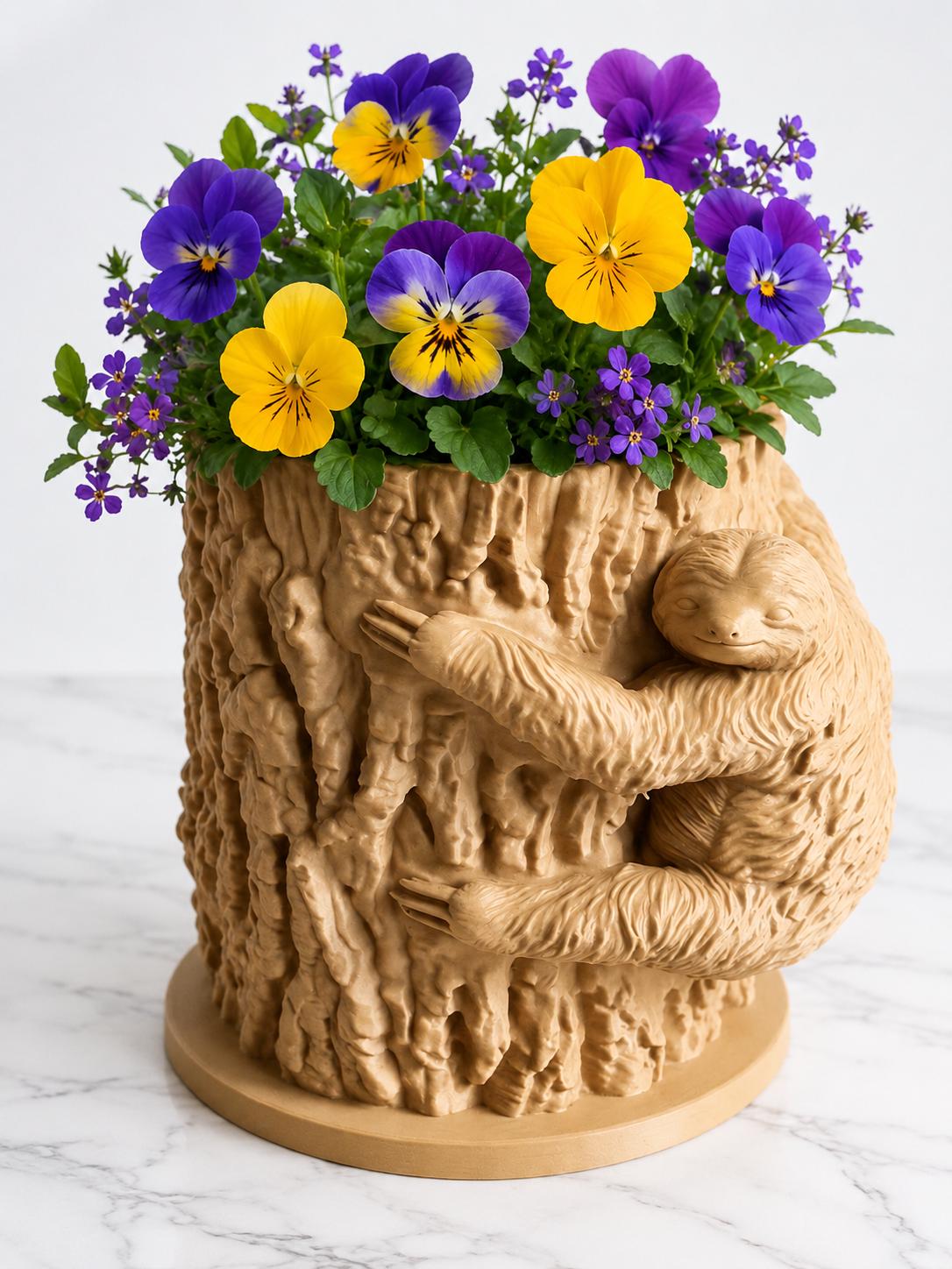 Sloth Tree Planter Pot | 3D Printed Animal Flower Pot | Zoo Donation