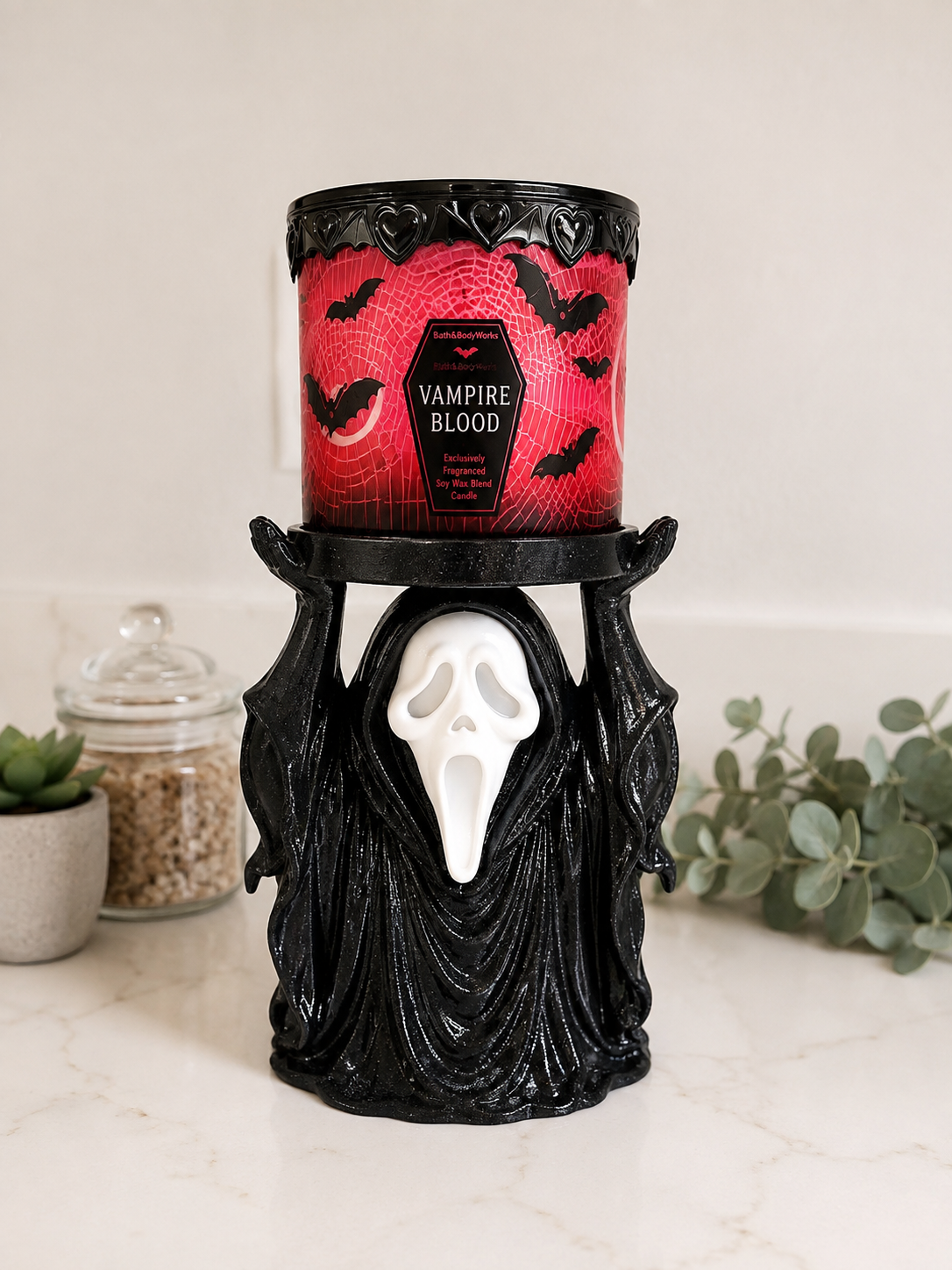 Ghost Face B&BW Candle Holder