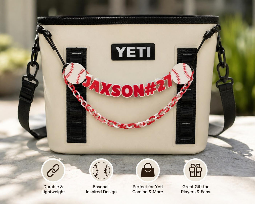 Personalized Baseball Bag Charm | Custom Player Name, Number, Team Colors