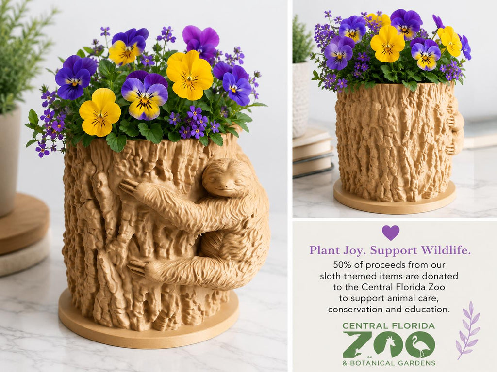 Sloth Tree Planter Pot | 3D Printed Animal Flower Pot | Zoo Donation