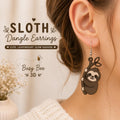 3D Printed Sloth Dangle Earrings | Lightweight Animal Jewelry, Nature Lover Gift