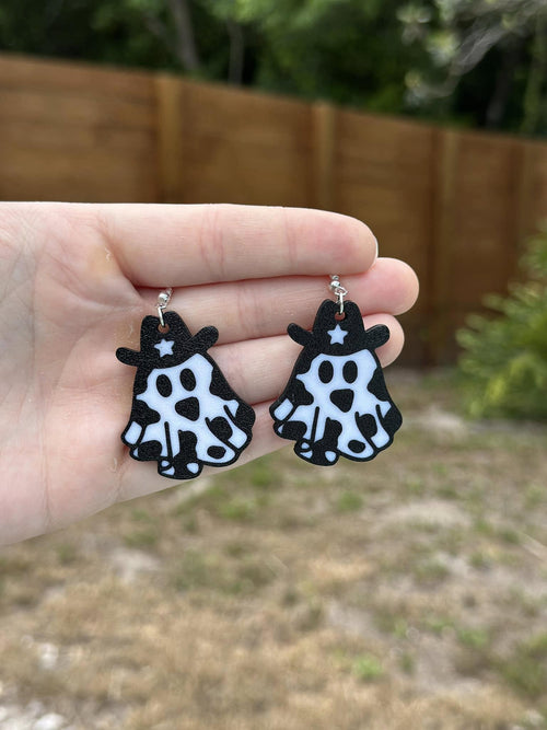 Cowboy Ghost Earrings: Spooky Western Halloween Jewelry